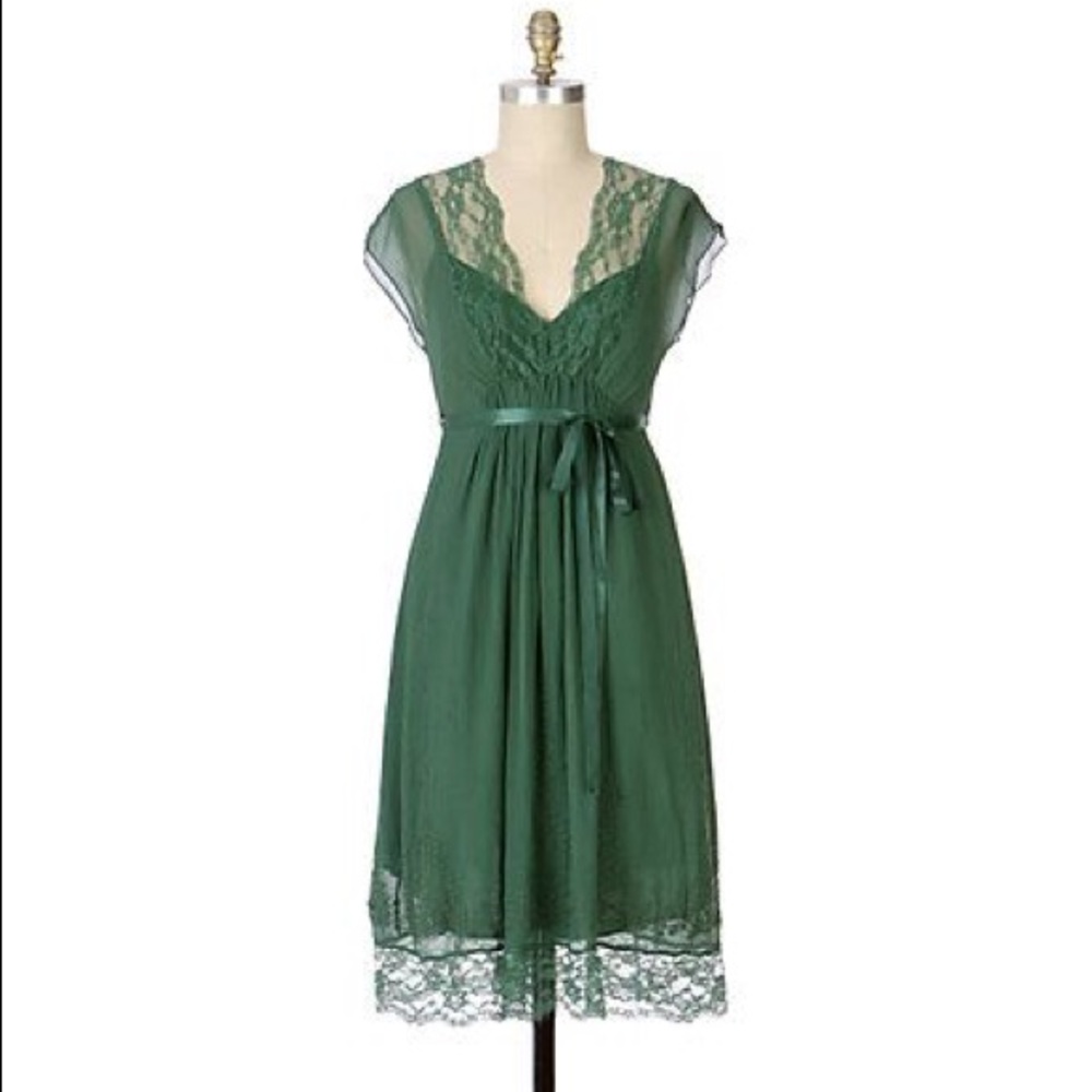 Aquarius Lay of the Land Dress Green Silk Size 2